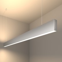 Линейный светодиодный подвесной двусторонний светильник 128см 50Вт 4200К матовое серебро 101-200-40-128