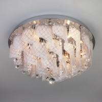 Люстра потолочная с хрусталем и пультом управления 80117/9 хром/белый