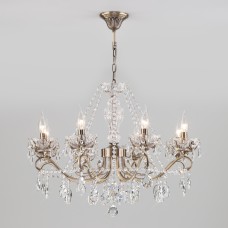 Подвесная люстра с хрусталем 10103/8 античная бронза/прозрачный хрусталь Strotskis