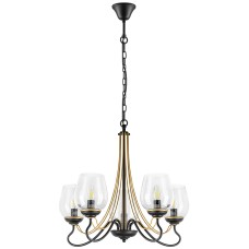 734057 (SD1355/5) Люстра BOLLA 5х40W E14 ЧЕРНЫЙ/ЗОЛОТО/ПРОЗРАЧНЫЙ (в комплекте)