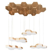 750263 (MD13003032-16А) Люстра подвесная FAVO LED-80W 3840LM Satin Gold 4000K (в комплекте)