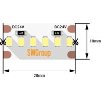 Лента светодиодная стандарт 2216, 300 LED/м, 19,4 Вт/м, 24В , IP20, Цвет: Нейтральный белый