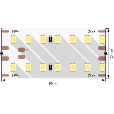 Лента светодиодная LUX, 2835, 280 LED/м, 25 Вт/м, 24В, IP33, Нейтральный белый (4000K)