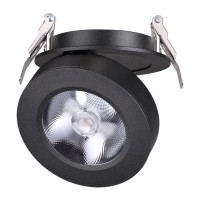 357983 NT19 077 черный Встраиваемый светильник IP20 LED 3000К 12W 220V GRODA