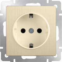 Розетка с заземлением и шторками (шампань рифленый) WL10-SKGS-01-IP44