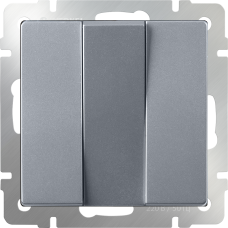 Выключатель трехклавишный (серебряный) WL06-SW-3G