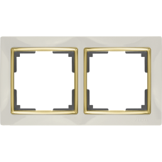 Рамка на 2 поста (слоновая кость/золото) WL03-Frame-02-ivory-GD