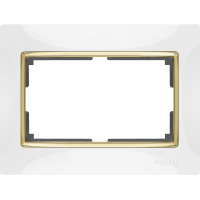 Рамка для двойной розетки (белый/золото) WL03-Frame-01-DBL-white-GD