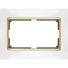 Рамка для двойной розетки (белый/золото) WL03-Frame-01-DBL-white-GD