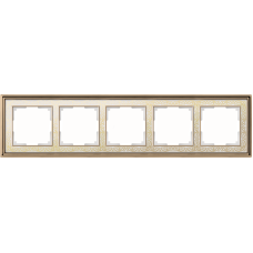 Рамка на 5 постов (золото/белый) WL77-Frame-05