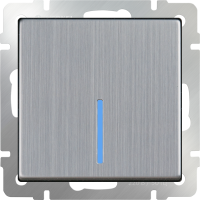Выключатель одноклавишный с подсветкой (глянцевый никель) WL02-SW-1G-LED