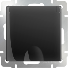 Розетка влагозащ. с зазем. с защит. крышкой и шторками (черный матовый) WL08-SKGSC-01-IP44