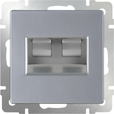 Розетка двойная Ethernet RJ-45 (серебряный) WL06-RJ45+RJ45