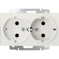 Розетка двойная с заземлением (перламутровый рифленый) WL13-SKG-02-IP20