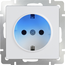 Розетка с заземлением и подсветкой (белая) WL01-10-03