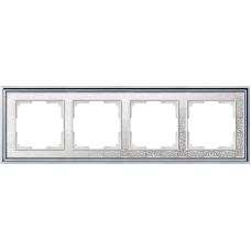 Рамка на 4 поста (хром/белый) WL77-Frame-04
