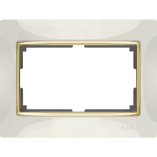 Рамка для двойной розетки (слоновая кость/золото) WL03-Frame-01-DBL-ivory-GD