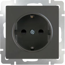 Розетка с заземлением и шторками (серо-коричневый) WL07-SKGS-01-IP44