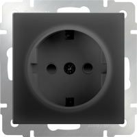 Розетка с заземлением, безвинтовой зажим (черный матовый) WL08-10-01