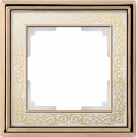 Рамка на 1 пост (золото/белый) WL77-Frame-01