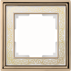Рамка на 1 пост (золото/белый) WL77-Frame-01