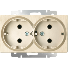 Розетка двойная с заземлением (шампань рифленый) WL10-SKG-02-IP20