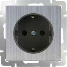 Розетка с заземлением (глянцевый никель) WL02-SKG-01-IP20