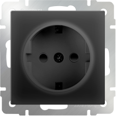 Розетка с заземлением и шторками (черный матовый) WL08-SKGS-01-IP44