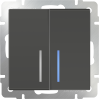 Выключатель двухклавишный проходной с подсветкой (серо-коричневый) WL07-SW-2G-2W-LED