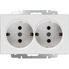 Розетка двойная с заземлением (белая) WL01-SKG-02-IP20