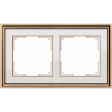 Рамка на 2 поста (золото/белый) WL17-Frame-02