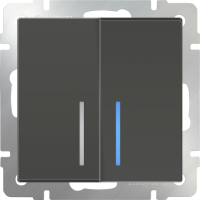 Выключатель двухклавишный с подсветкой (серо-коричневый) WL07-SW-2G-LED