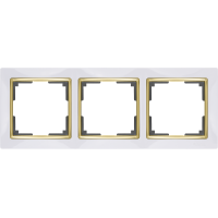 Рамка на 3 поста (белый/золото) WL03-Frame-03-white-GD