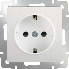 Розетка с заземлением и шторками (перламутровый рифленый) WL13-SKGS-01-IP44