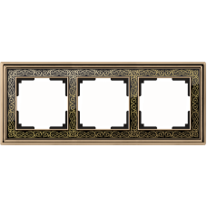 Рамка на 3 поста (золото/черный) WL77-Frame-03