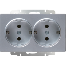 Розетка двойная с заземлением (серебряный) WL06-SKG-02-IP20