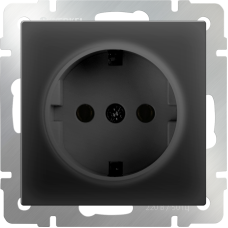 Розетка с заземлением (черный матовый) WL08-SKG-01-IP20