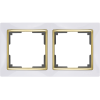 Рамка на 2 поста (белый/золото) WL03-Frame-02-white-GD