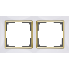 Рамка на 2 поста (белый/золото) WL03-Frame-02-white-GD