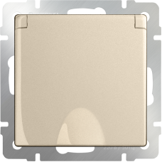 Розетка влагозащ. с зазем. с защит. крышкой и шторками (шампань) WL11-SKGSC-01-IP44