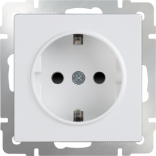 Розетка с заземлением, безвинтовой зажим (белая) WL01-10-01