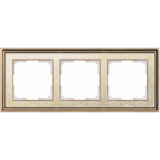 Рамка на 3 поста (золото/белый) WL77-Frame-03