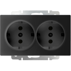 Розетка двойная с заземлением (черный матовый) WL08-SKG-02-IP20