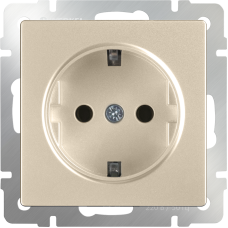 Розетка с заземлением и шторками (шампань) WL11-SKGS-01-IP44