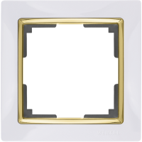 Рамка на 1 пост (белый/золото) WL03-Frame-01-white-GD