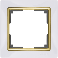 Рамка на 1 пост (белый/золото) WL03-Frame-01-white-GD