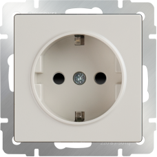 Розетка с заземлением и шторками (слоновая кость) WL03-SKGS-01-IP44-ivory