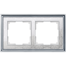 Рамка на 2 поста (хром/белый) WL77-Frame-02