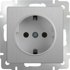 Розетка с заземлением и шторками (cеребряный рифленый) WL09-SKGS-01-IP44