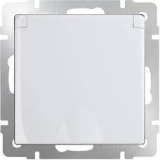 Розетка влагозащ. с зазем. с защит. крышкой и шторками (белая) WL01-SKGSC-01-IP44